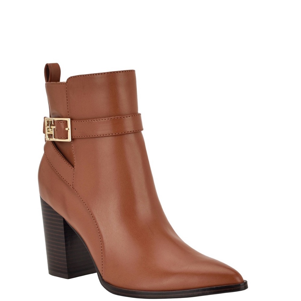 Tommy Hilfiger Miranda high block heel dress boots size 7 - cognac brown NIB